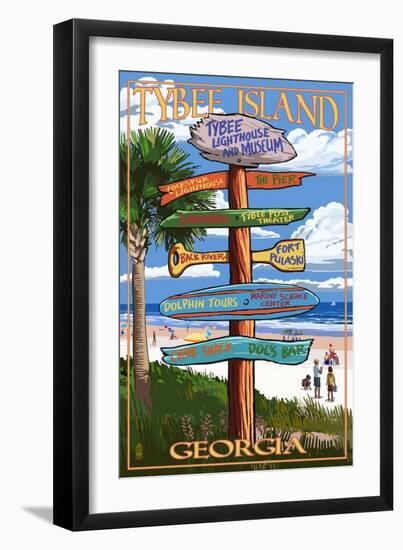 Tybee Island, Georgia - Destination Signs-Lantern Press-Framed Art Print