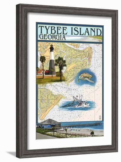 Tybee Island, Georgia - Nautical Chart-Lantern Press-Framed Art Print