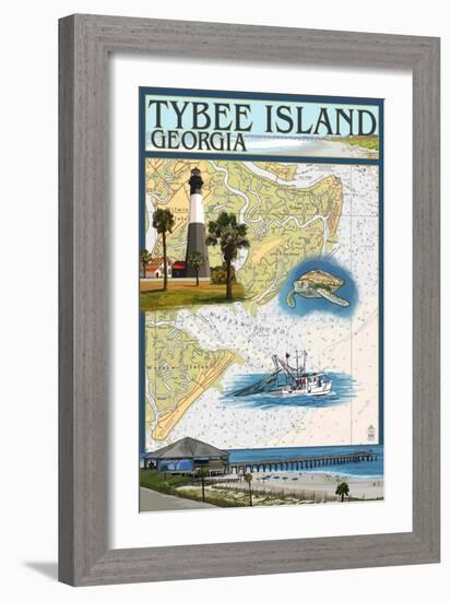 Tybee Island, Georgia - Nautical Chart-Lantern Press-Framed Art Print