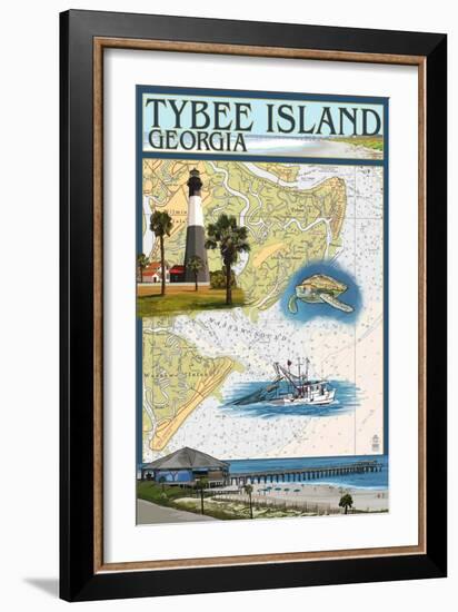 Tybee Island, Georgia - Nautical Chart-Lantern Press-Framed Art Print