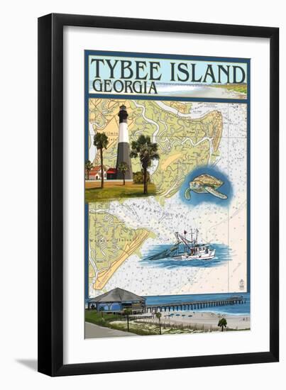 Tybee Island, Georgia - Nautical Chart-Lantern Press-Framed Art Print