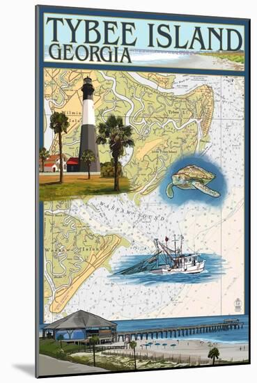 Tybee Island, Georgia - Nautical Chart-Lantern Press-Mounted Art Print