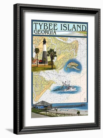 Tybee Island, Georgia - Nautical Chart-Lantern Press-Framed Art Print