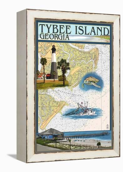 Tybee Island, Georgia - Nautical Chart-Lantern Press-Framed Stretched Canvas