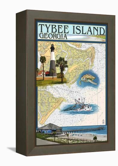 Tybee Island, Georgia - Nautical Chart-Lantern Press-Framed Stretched Canvas