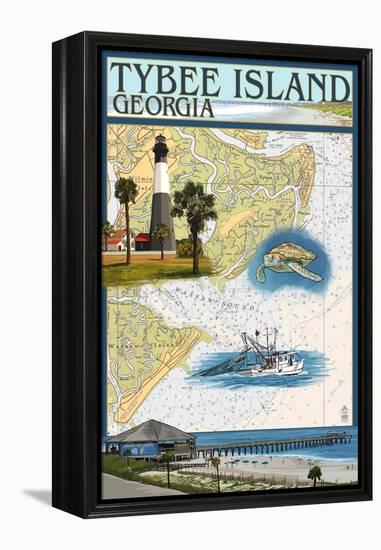 Tybee Island, Georgia - Nautical Chart-Lantern Press-Framed Stretched Canvas