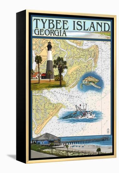 Tybee Island, Georgia - Nautical Chart-Lantern Press-Framed Stretched Canvas