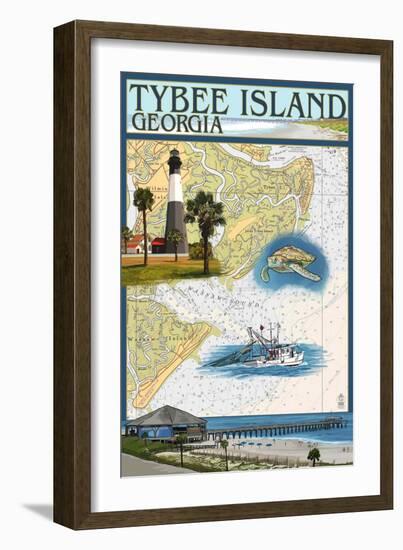 Tybee Island, Georgia - Nautical Chart-Lantern Press-Framed Premium Giclee Print