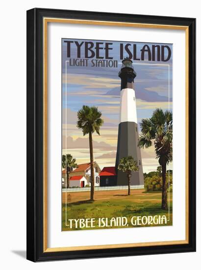 Tybee Island Light Station, Georgia-Lantern Press-Framed Premium Giclee Print
