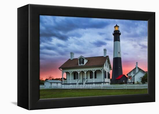 Tybee Light House at Sunset, Tybee Island, Georgia, USA-Joanne Wells-Framed Premier Image Canvas