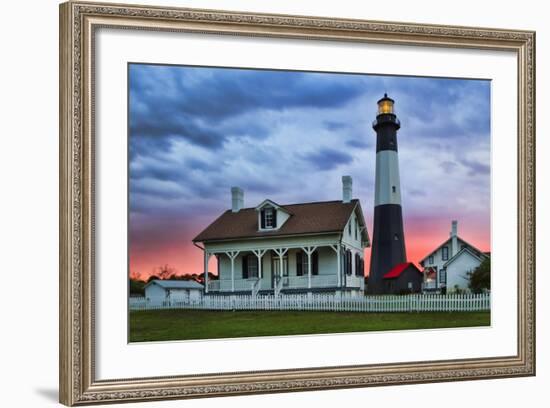 Tybee Light House at Sunset, Tybee Island, Georgia, USA-Joanne Wells-Framed Photographic Print