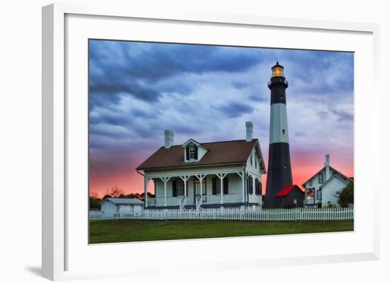 Tybee Light House at Sunset, Tybee Island, Georgia, USA-Joanne Wells-Framed Photographic Print