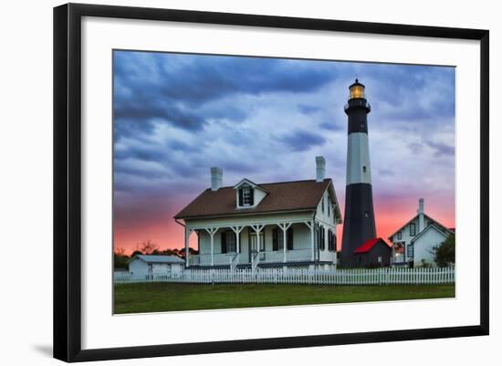 Tybee Light House at Sunset, Tybee Island, Georgia, USA-Joanne Wells-Framed Photographic Print