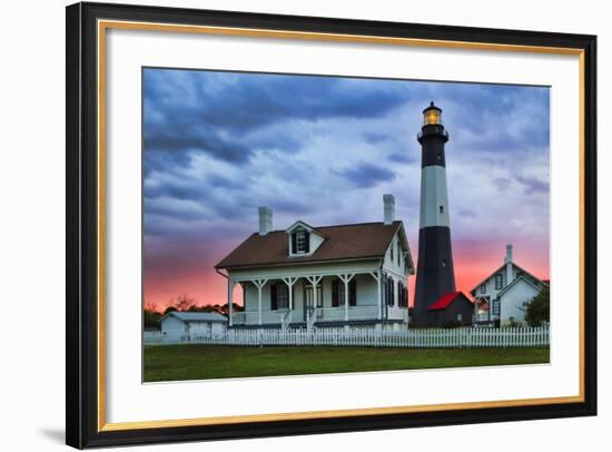 Tybee Light House at Sunset, Tybee Island, Georgia, USA-Joanne Wells-Framed Photographic Print