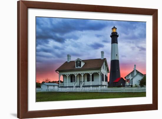 Tybee Light House at Sunset, Tybee Island, Georgia, USA-Joanne Wells-Framed Premium Photographic Print