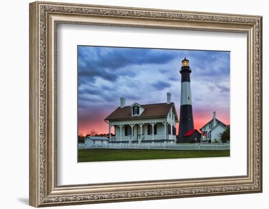 Tybee Light House at Sunset, Tybee Island, Georgia, USA-Joanne Wells-Framed Photographic Print