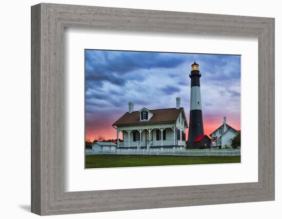 Tybee Light House at Sunset, Tybee Island, Georgia, USA-Joanne Wells-Framed Photographic Print