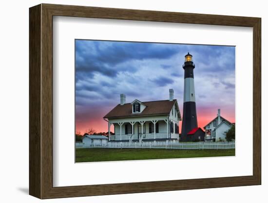 Tybee Light House at Sunset, Tybee Island, Georgia, USA-Joanne Wells-Framed Photographic Print