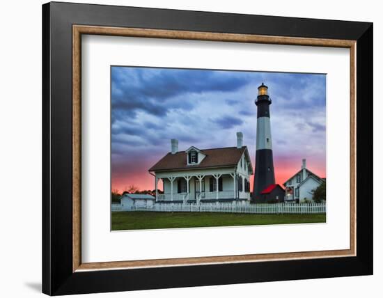 Tybee Light House at Sunset, Tybee Island, Georgia, USA-Joanne Wells-Framed Photographic Print