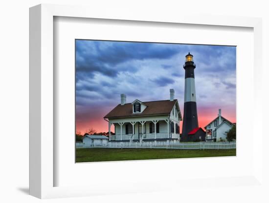 Tybee Light House at Sunset, Tybee Island, Georgia, USA-Joanne Wells-Framed Photographic Print