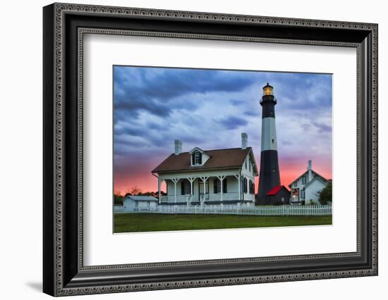 Tybee Light House at Sunset, Tybee Island, Georgia, USA-Joanne Wells-Framed Photographic Print