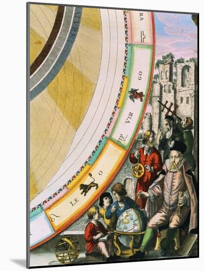Tycho Brahe, Detail from a Map of his System of Planetary Orbits from The Celestial Atlas-Andreas Cellarius-Mounted Giclee Print
