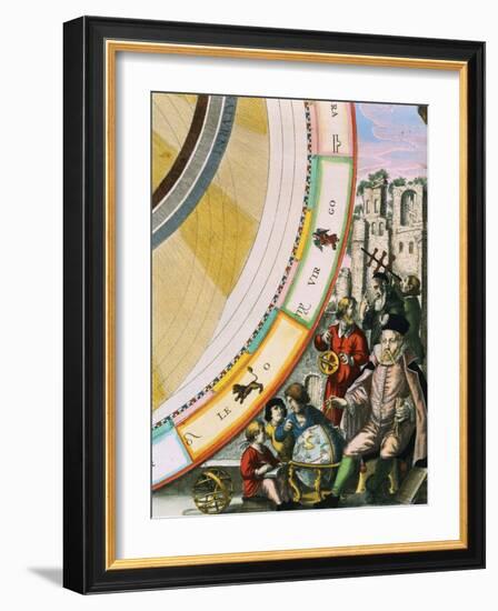 Tycho Brahe, Detail from a Map of his System of Planetary Orbits from The Celestial Atlas-Andreas Cellarius-Framed Giclee Print