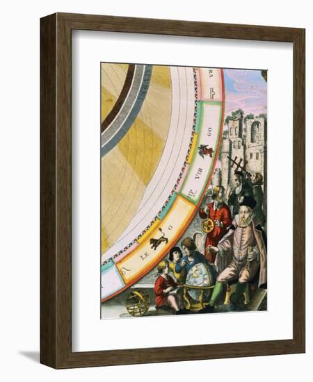 Tycho Brahe, Detail from a Map of his System of Planetary Orbits from The Celestial Atlas-Andreas Cellarius-Framed Giclee Print