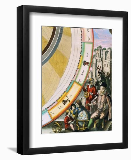 Tycho Brahe, Detail from a Map of his System of Planetary Orbits from The Celestial Atlas-Andreas Cellarius-Framed Giclee Print