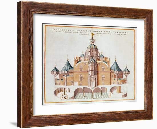 Tycho Brahe's Observatory Uraniborg from Joan Blaeu's 'Atlas Major', 1663-Joan Blaeu-Framed Giclee Print