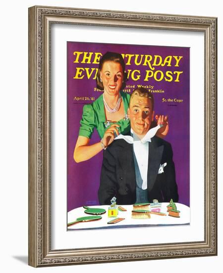 "Tying a Tux Tie," Saturday Evening Post Cover, April 26, 1941-John Hyde Phillips-Framed Giclee Print