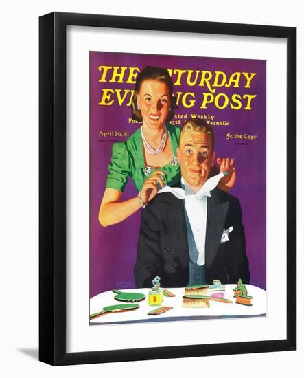 "Tying a Tux Tie," Saturday Evening Post Cover, April 26, 1941-John Hyde Phillips-Framed Giclee Print