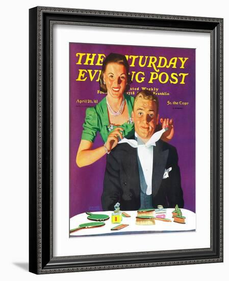 "Tying a Tux Tie," Saturday Evening Post Cover, April 26, 1941-John Hyde Phillips-Framed Giclee Print