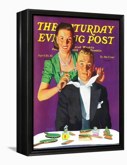 "Tying a Tux Tie," Saturday Evening Post Cover, April 26, 1941-John Hyde Phillips-Framed Premier Image Canvas