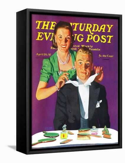 "Tying a Tux Tie," Saturday Evening Post Cover, April 26, 1941-John Hyde Phillips-Framed Premier Image Canvas