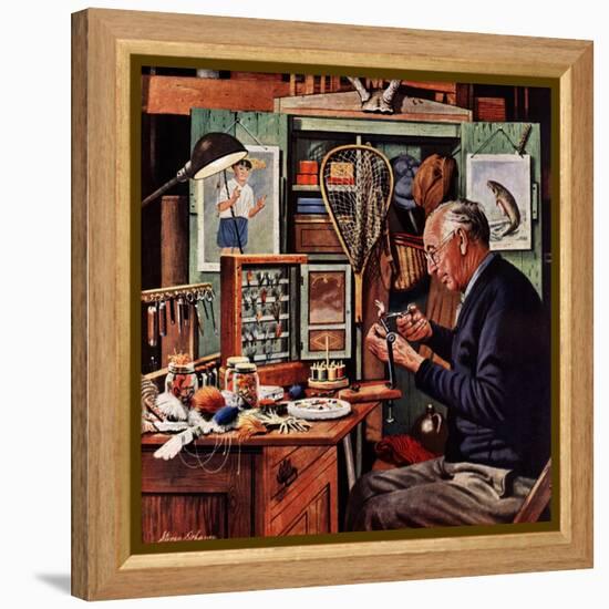 "Tying Flies", March 4, 1950-Stevan Dohanos-Framed Premier Image Canvas