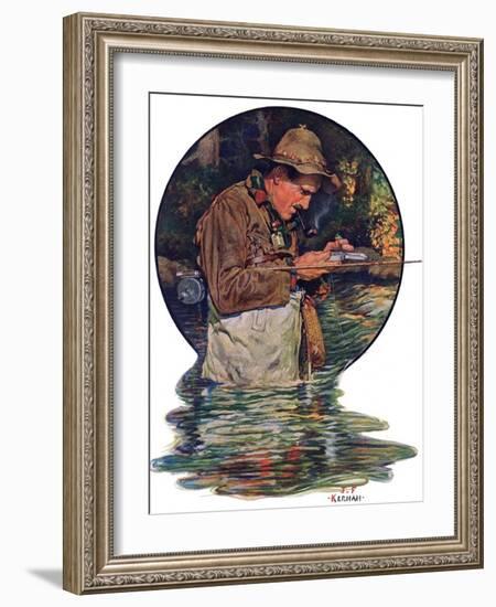 "Tying on a Fly,"May 25, 1929-J.F. Kernan-Framed Giclee Print