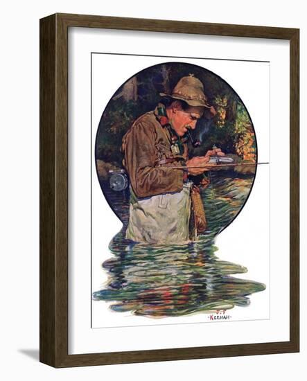 "Tying on a Fly,"May 25, 1929-J.F. Kernan-Framed Giclee Print