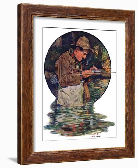 "Tying on a Fly,"May 25, 1929-J.F. Kernan-Framed Giclee Print