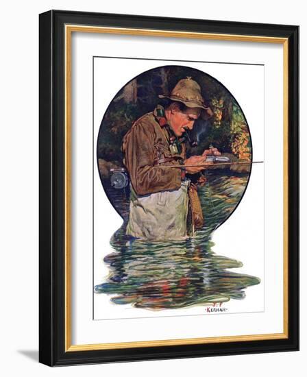 "Tying on a Fly,"May 25, 1929-J.F. Kernan-Framed Giclee Print