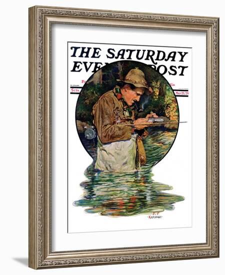 "Tying on a Fly," Saturday Evening Post Cover, May 25, 1929-J.F. Kernan-Framed Giclee Print