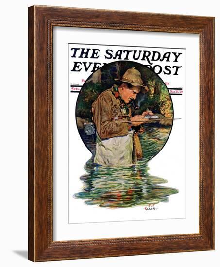 "Tying on a Fly," Saturday Evening Post Cover, May 25, 1929-J.F. Kernan-Framed Giclee Print