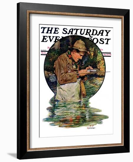 "Tying on a Fly," Saturday Evening Post Cover, May 25, 1929-J.F. Kernan-Framed Giclee Print