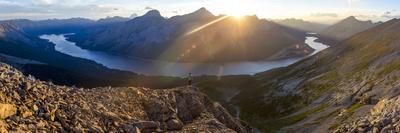 Epic panorama view of Spray Lakes at sunset from mountain peak, Alberta, Canada, North America-Tyler Lillico-Photographic Print