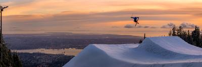 Breathtaking view at sunrise of Kananaskis Lake from peak of hike, Alberta, Rocky Mountains, Canada-Tyler Lillico-Photographic Print