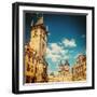 Tyn Cathedral Church and Famous Astronomical Clock, Prague, Czech Republic . Instagram Effect-scorpp-Framed Photographic Print