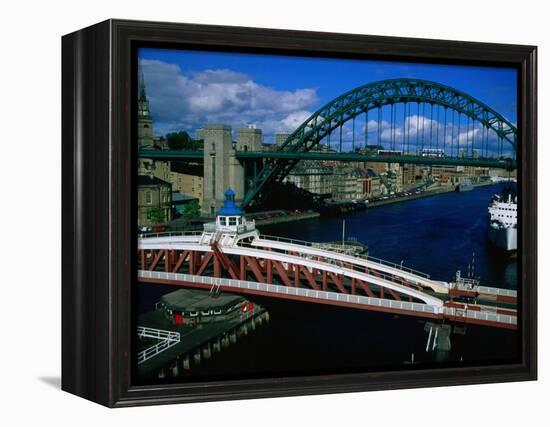 Tyne and Swing Bridges, Newcastle-Upon-Tyne, United Kingdom-Neil Setchfield-Framed Premier Image Canvas