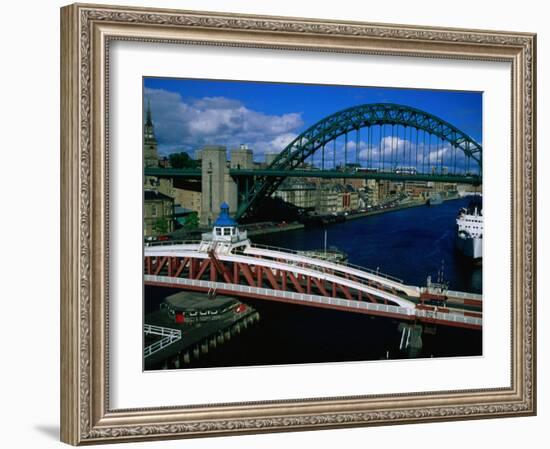 Tyne and Swing Bridges, Newcastle-Upon-Tyne, United Kingdom-Neil Setchfield-Framed Photographic Print