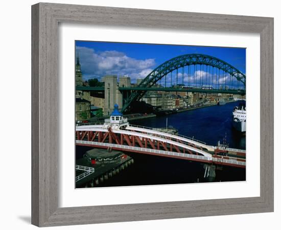 Tyne and Swing Bridges, Newcastle-Upon-Tyne, United Kingdom-Neil Setchfield-Framed Photographic Print