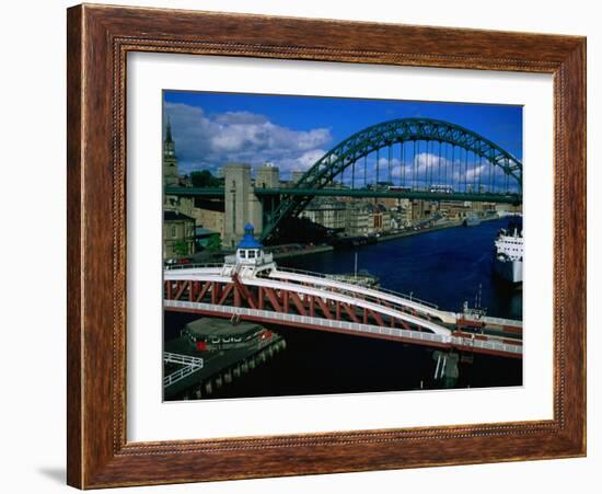 Tyne and Swing Bridges, Newcastle-Upon-Tyne, United Kingdom-Neil Setchfield-Framed Photographic Print